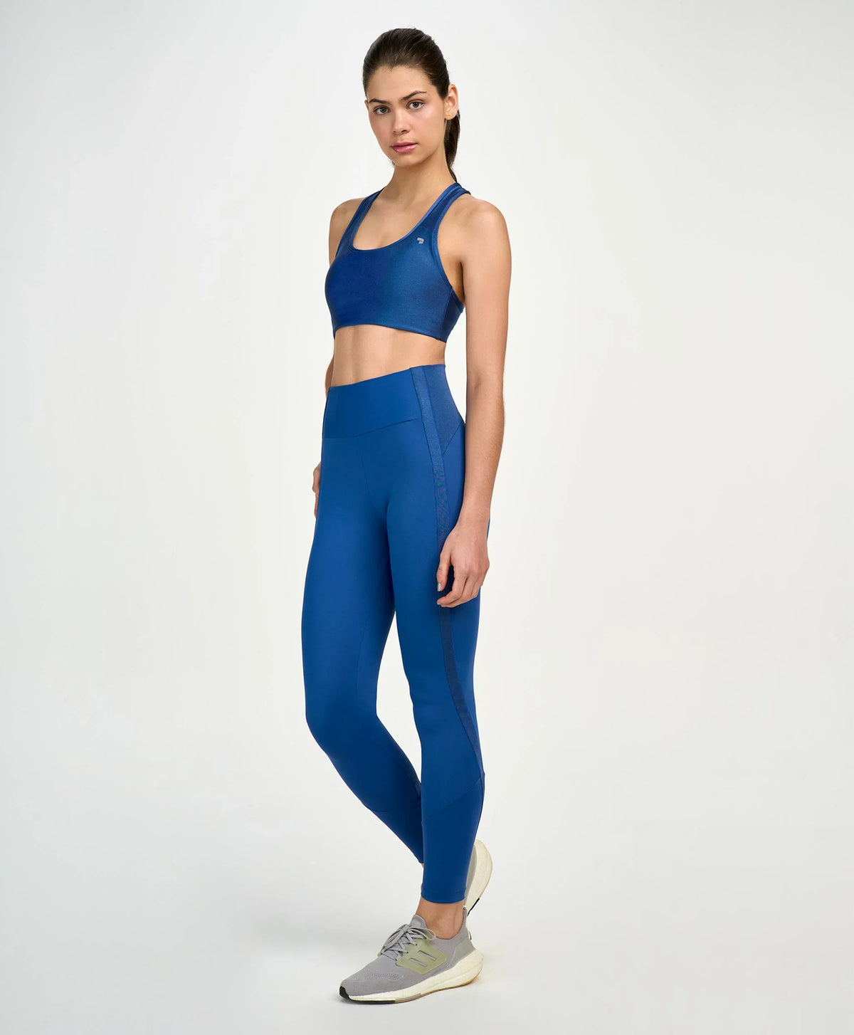 Legging Recortes Shine Azul Vintage Alto Giro