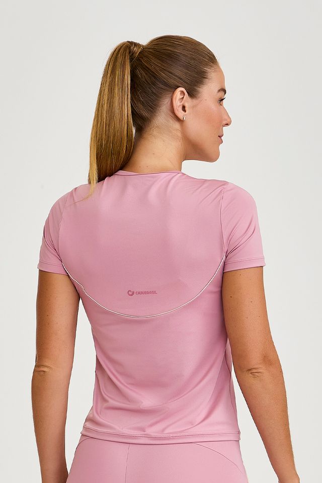 Blusa Blocksun Dry Etiqueta Costas Rosa Quartzo Caju Brasil