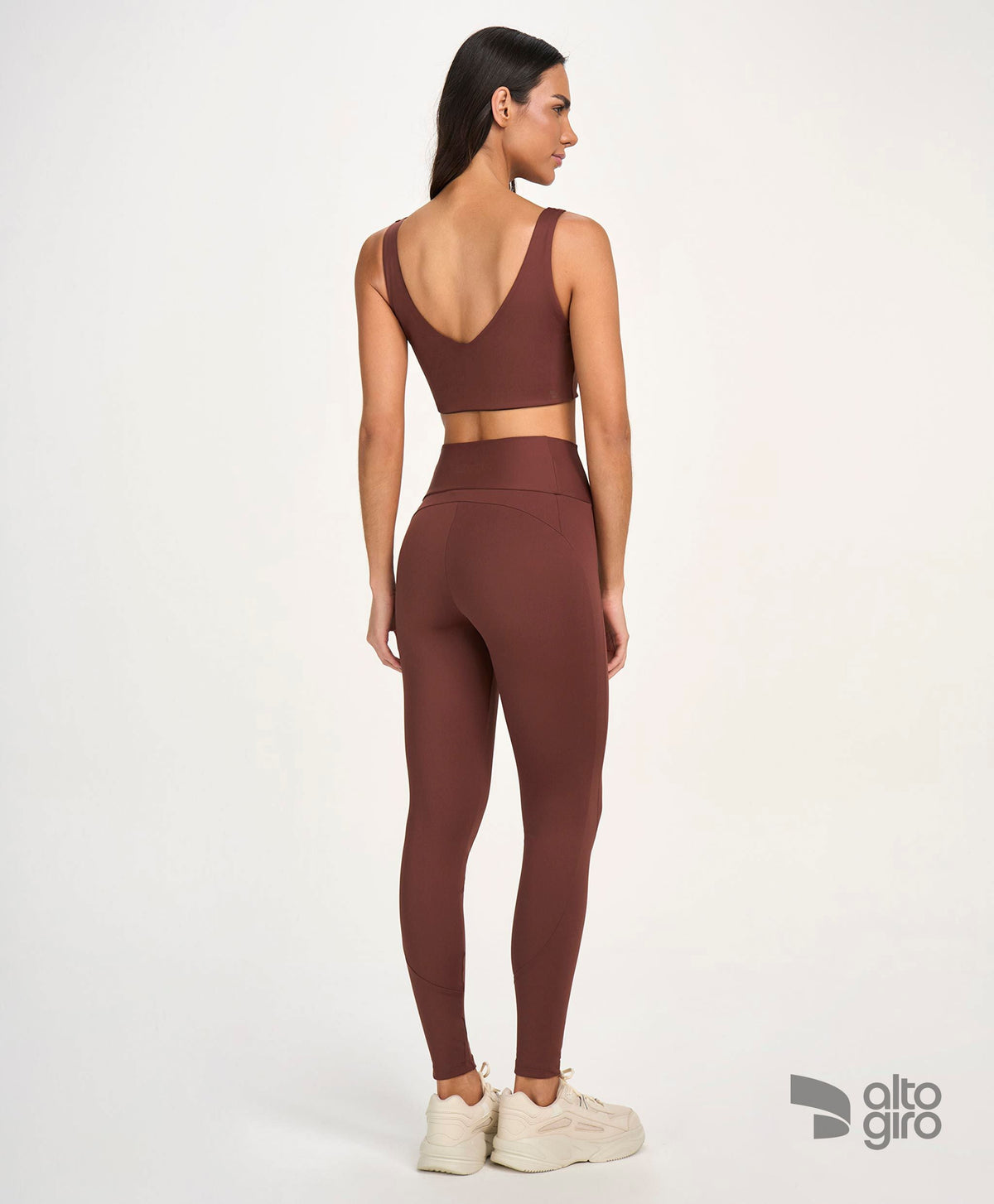 Legging Zig Com Recortes Marrom Cappuccino Alto Giro