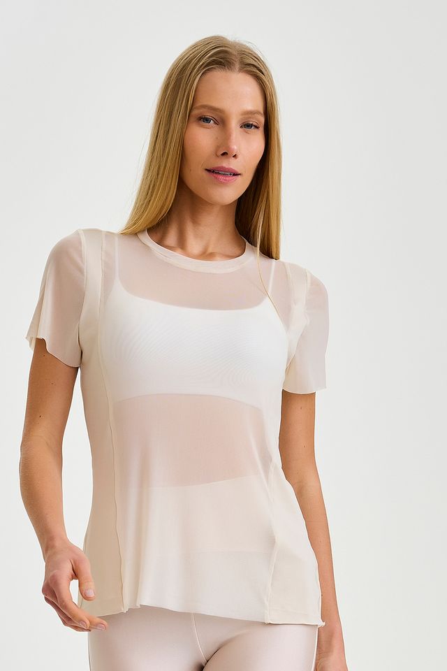 Blusa De Tule Alongada Off White Caju Brasil