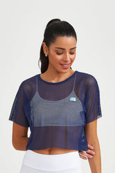 Cropped de Tela Básico Azul Marinho Caju Brasil