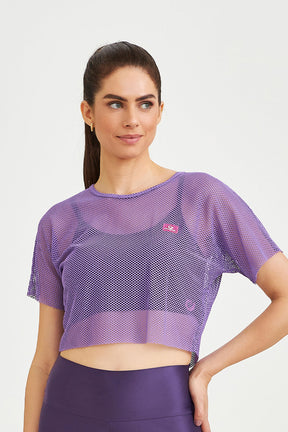 Cropped de Tela Básico Lilás Caju Brasil