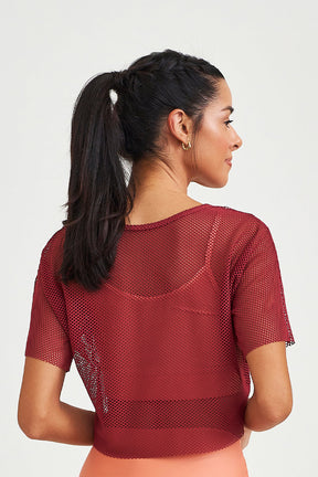 Cropped de Tela Básico Bordô Caju Brasil