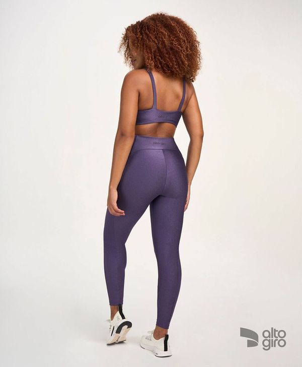 Legging Rib Shine C/ Bolso Roxo Velvet Alto Giro