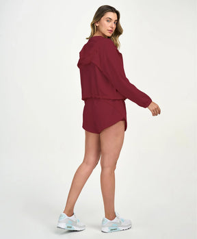 Shorts Sport Bolso Com Ziper Vermelho Tinto Alto Giro