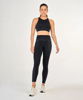 Legging Sem Costura Canelada Cos Alto Preto Alto Giro