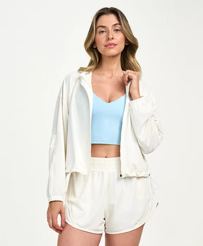 Jaqueta Sport Com Capuz Branco Alto Giro