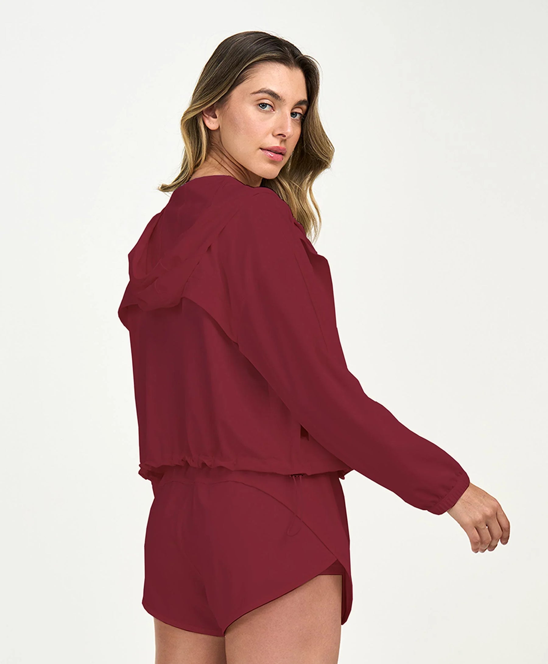 Shorts Sport Bolso Com Ziper Vermelho Tinto Alto Giro