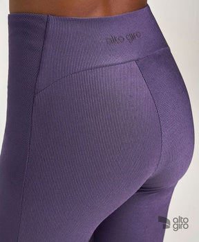 Legging Rib Shine C/ Bolso Roxo Velvet Alto Giro