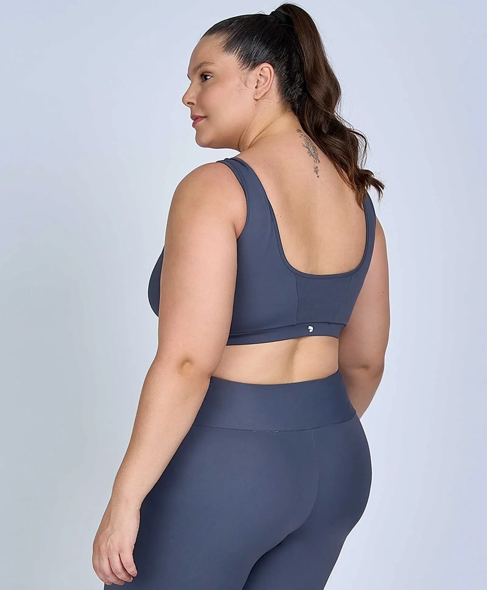 Top Hyper Costas Regata Cinza Plus Size Alto Giro