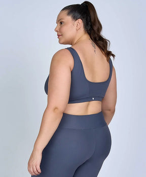 Top Hyper Costas Regata Cinza Plus Size Alto Giro