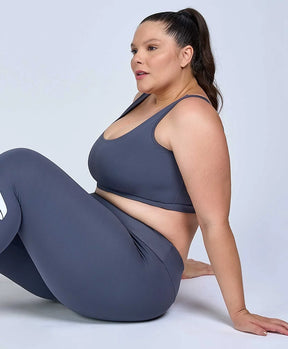 Top Hyper Costas Regata Cinza Plus Size Alto Giro