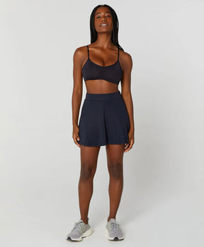 Saia-shorts Eterna Sobreposta Evase Preto Alto Giro