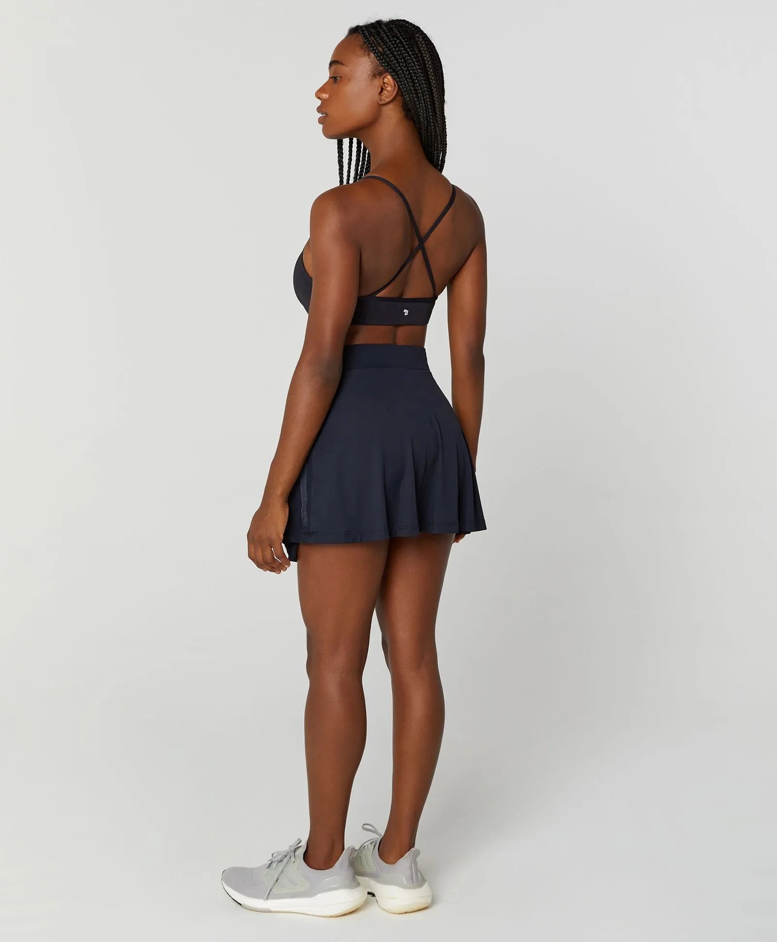 Saia-shorts Eterna Sobreposta Evase Preto Alto Giro