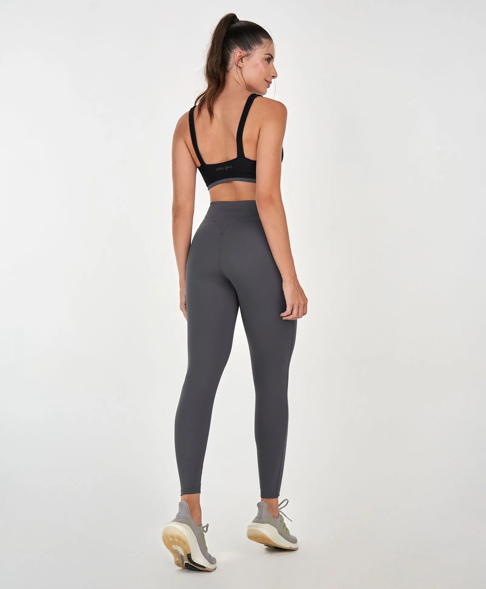 Legging Push Up Cinza Alto Giro