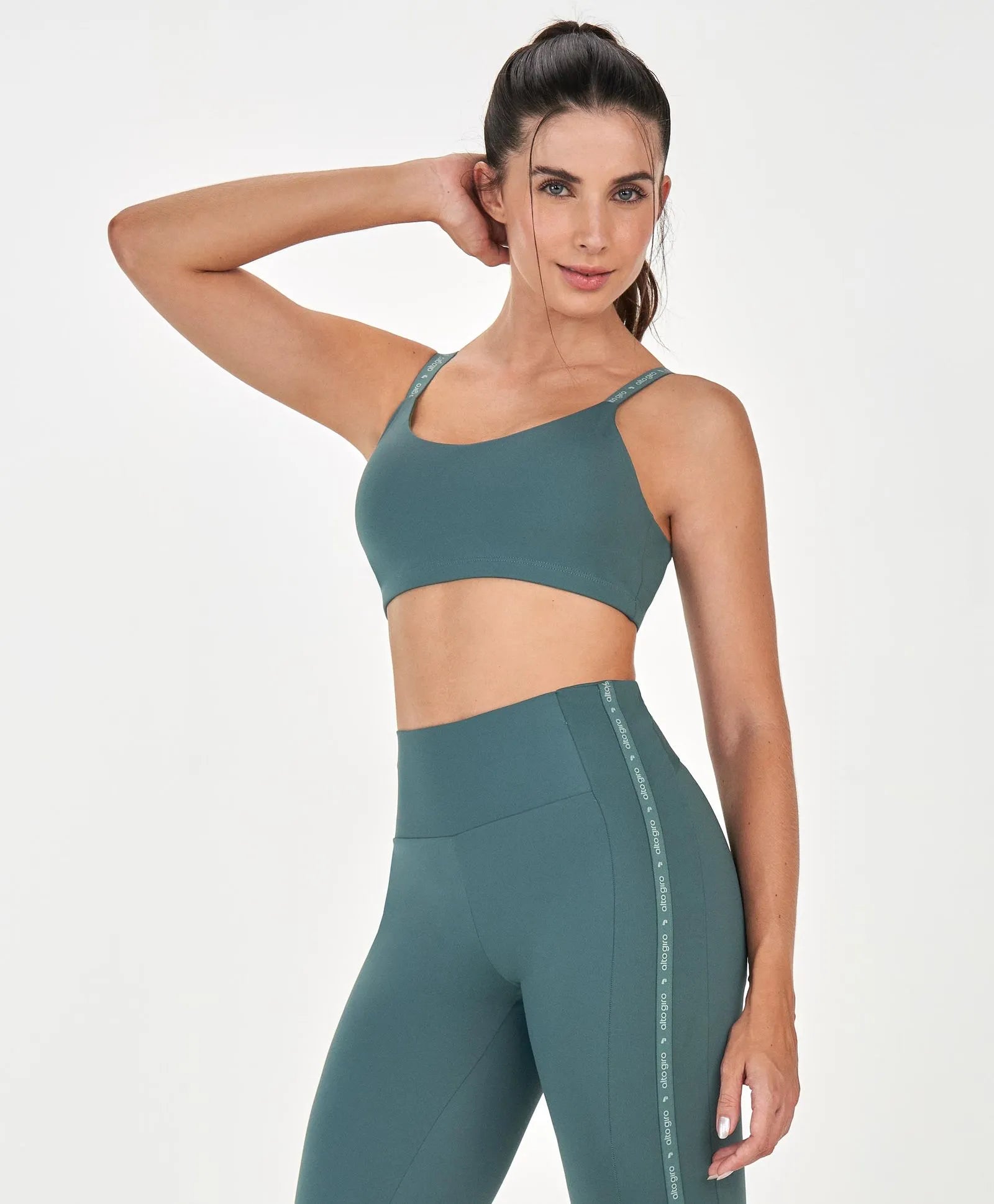 Top Elástico Personalizado Verde Urbano Alto Giro