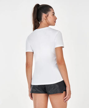 T-Shirt Basica Escrita Refletiva Branco Alto Giro