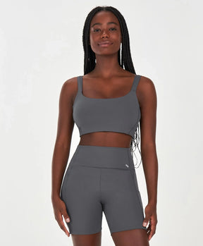 Top Com Bolso Cinza Alto Giro