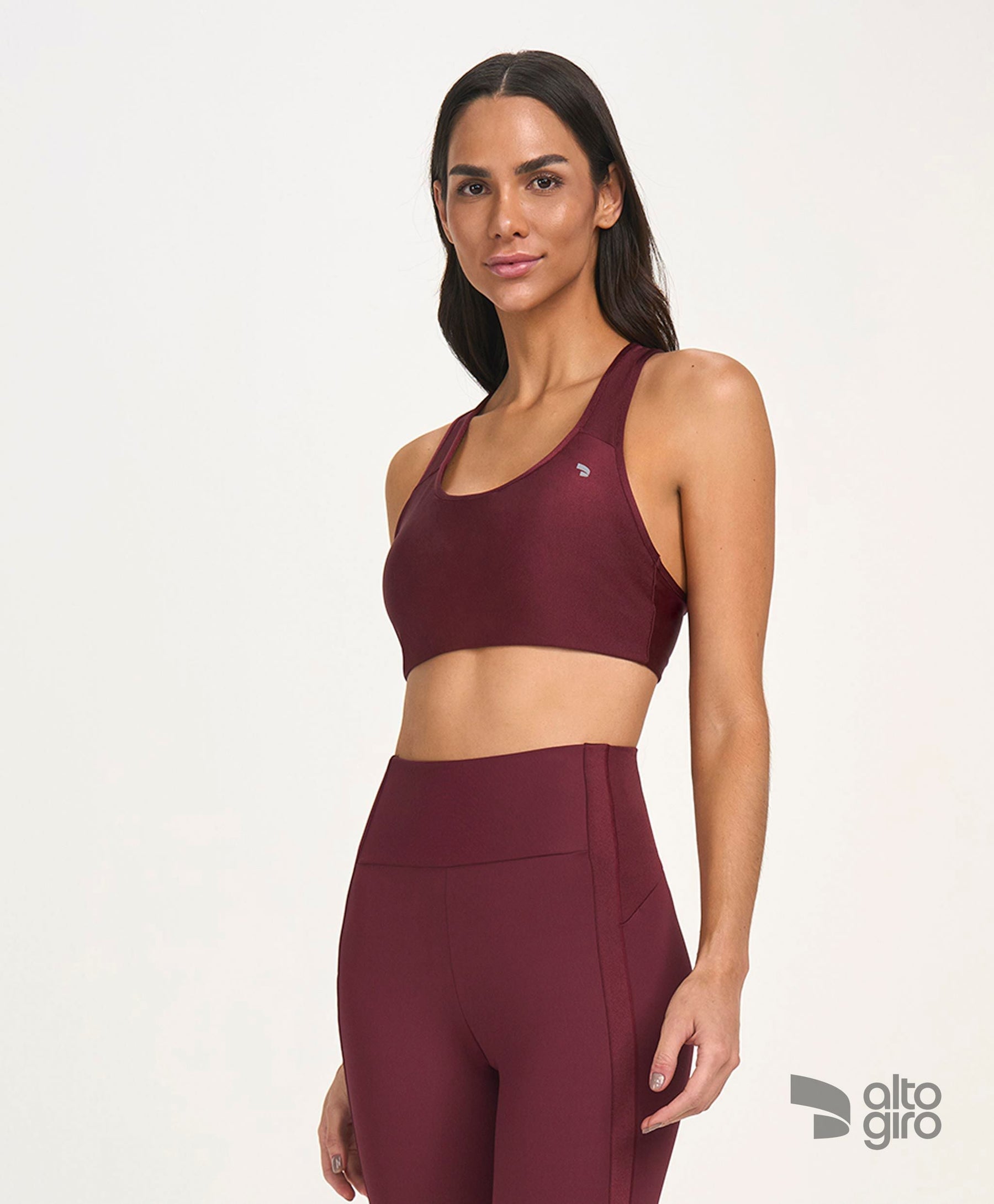 Top Eterno Shine Costas Nadador Vermelho Tinto Alto Giro