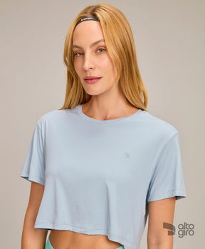 T-shirt Cropped Eterna Azul Cristalino Alto Giro