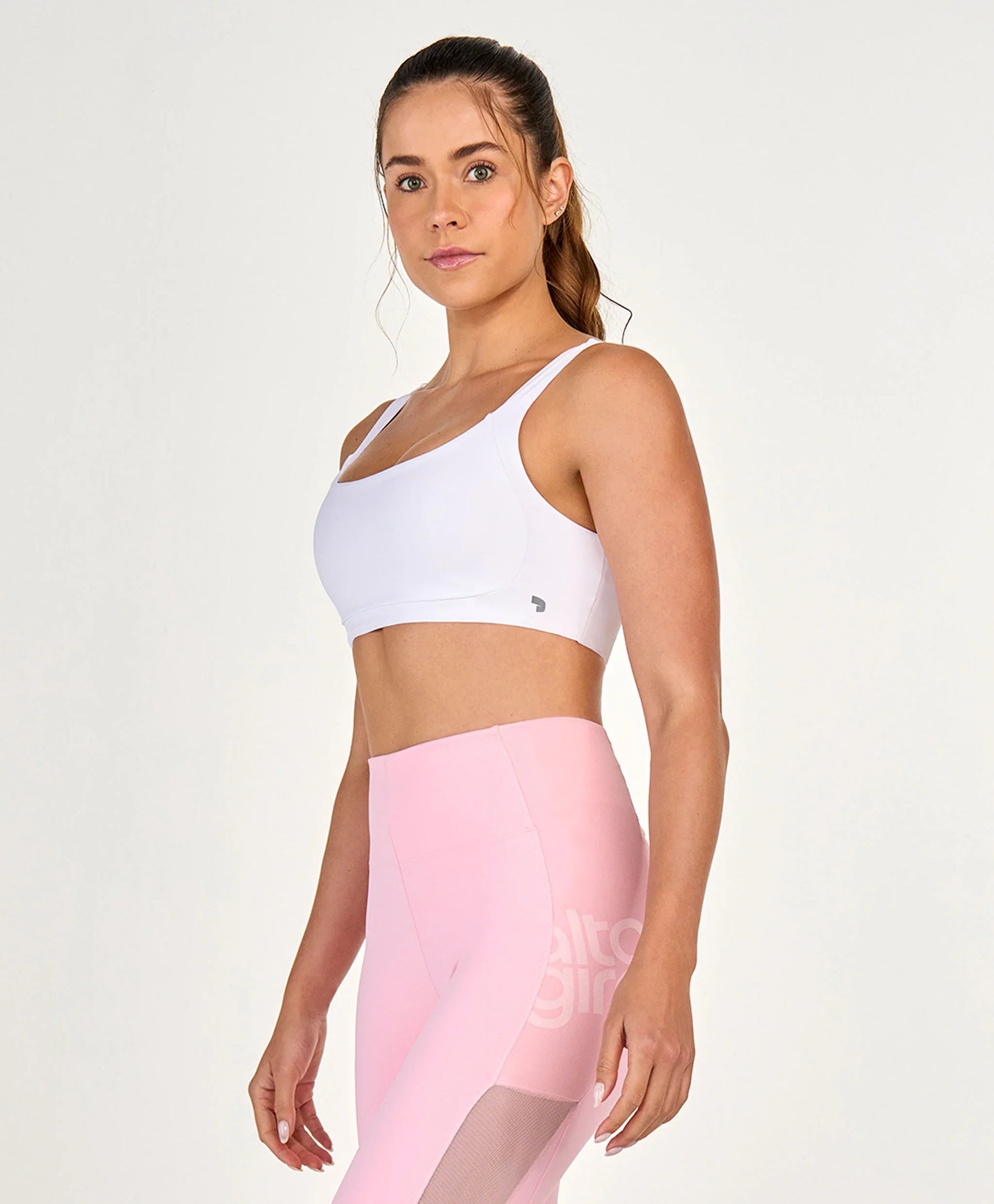 Top Dupla Face Tule Com Estampa Rosa Alto Giro
