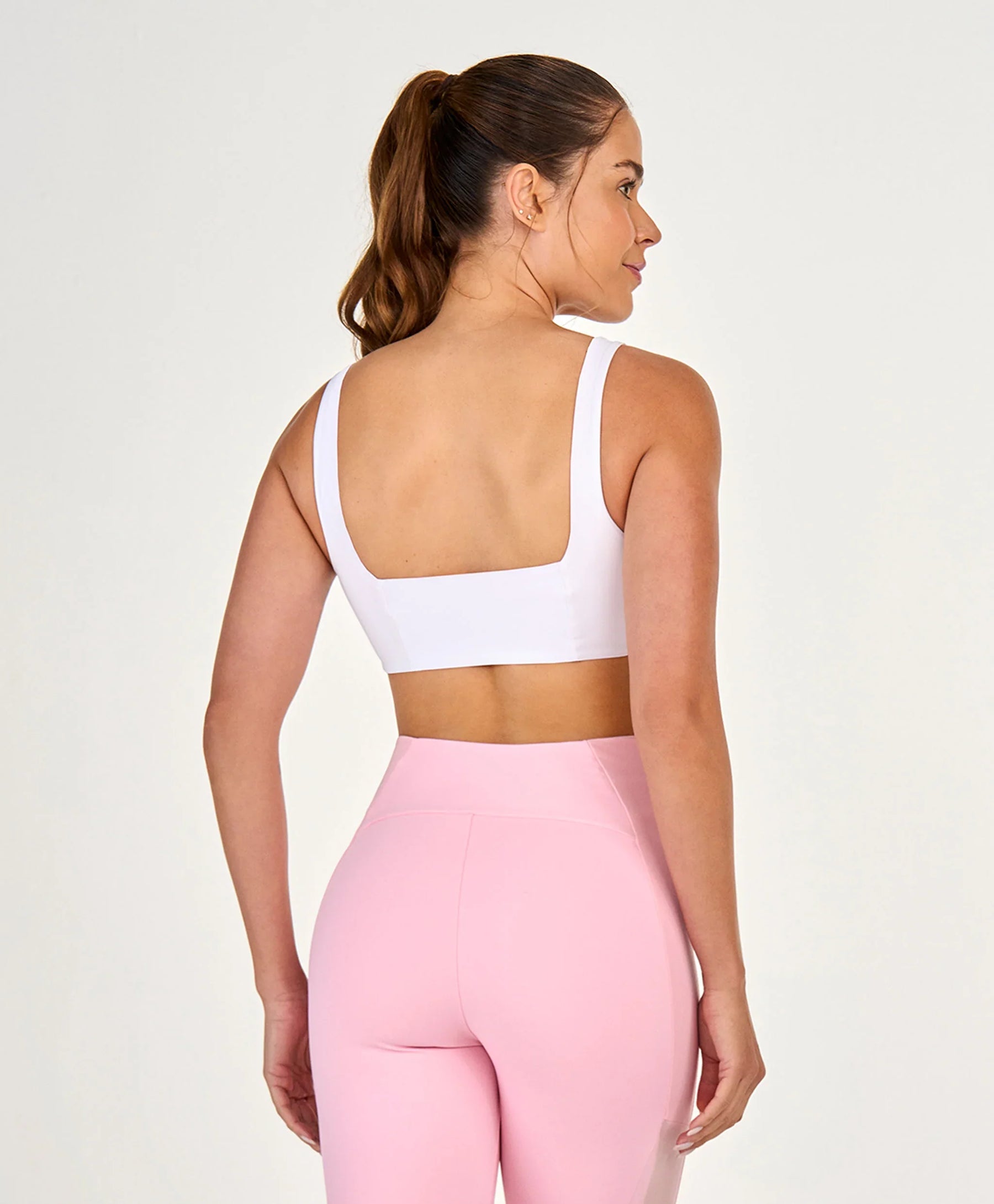 Top Dupla Face Tule Com Estampa Rosa Alto Giro