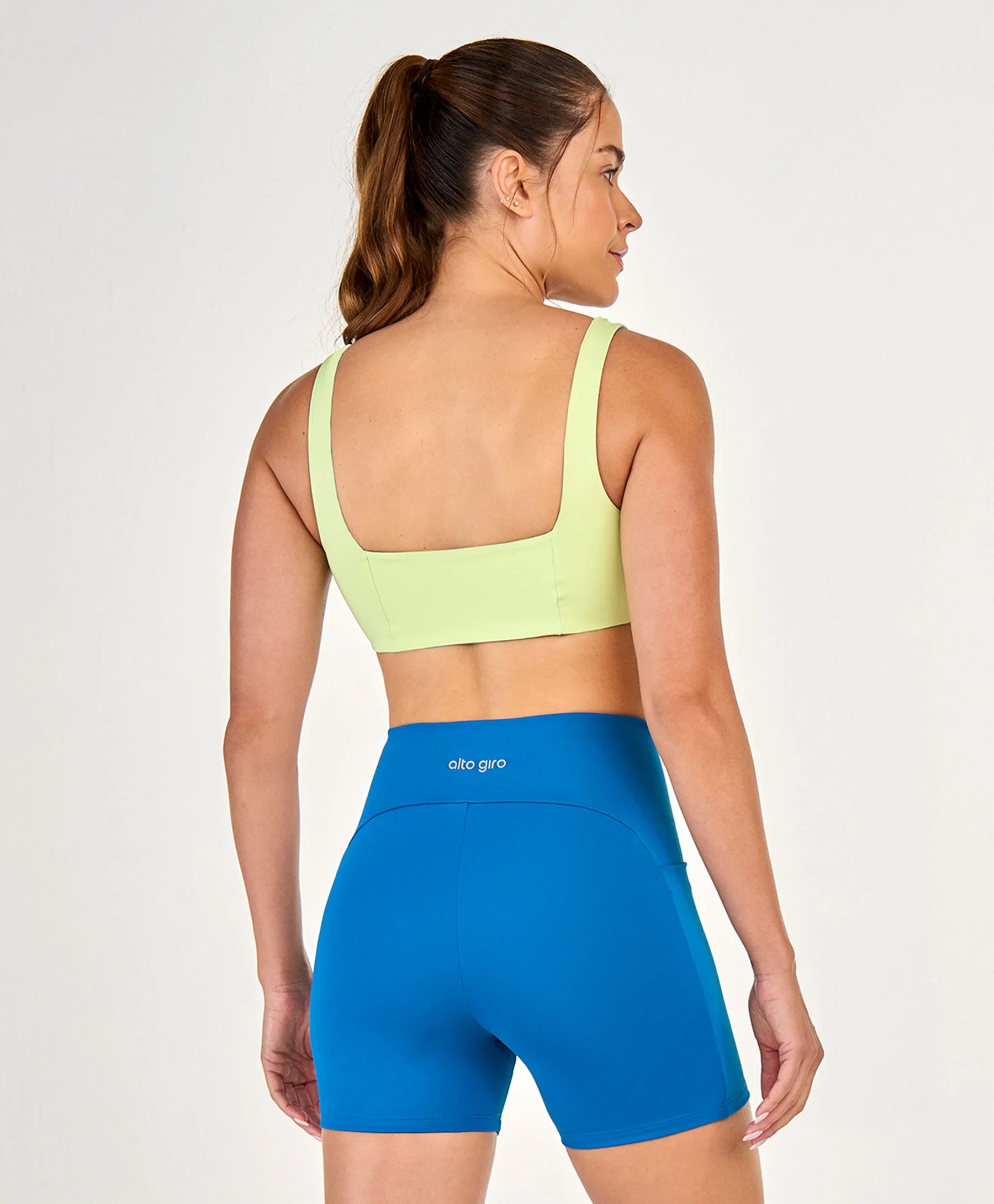 Top Dupla Face Tule Com Estampa Azul Alto Giro