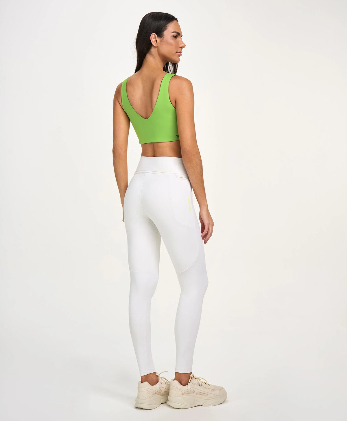 Legging Com Cordão e Bolso Off White Alto Giro