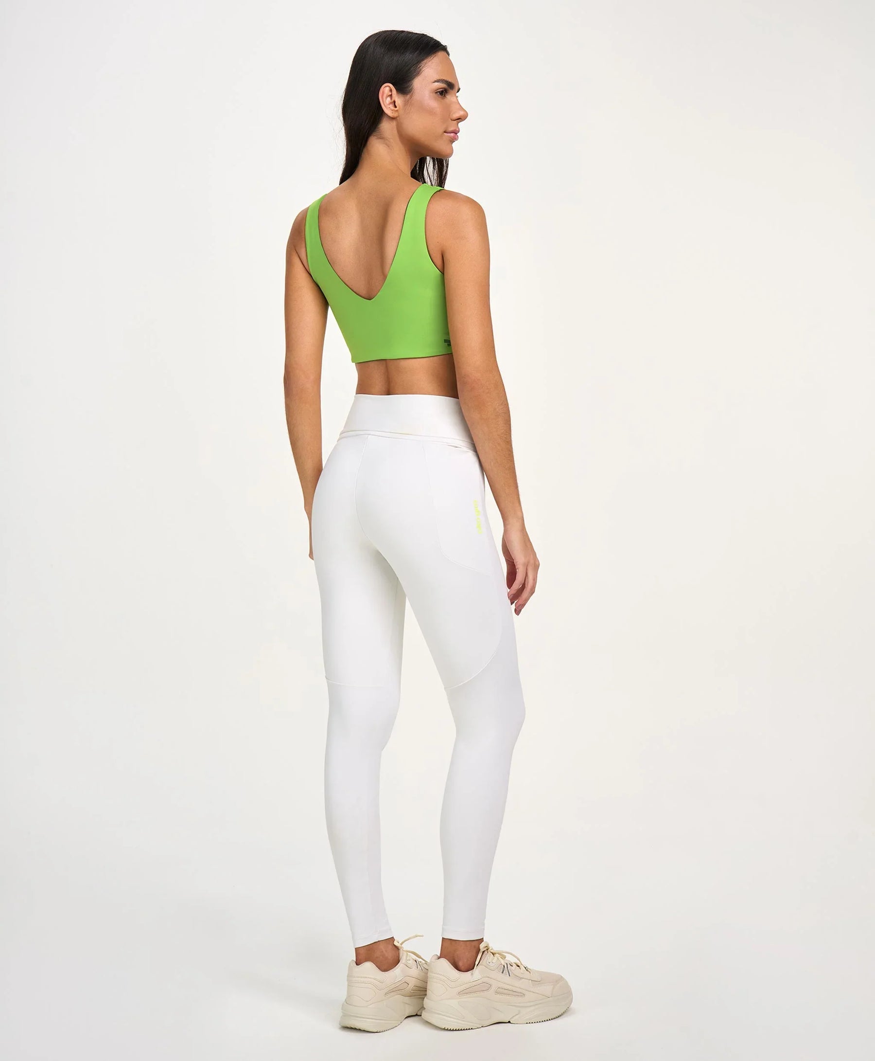 Legging Com Cordão e Bolso Off White Alto Giro