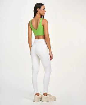 Legging Com Cordão e Bolso Off White Alto Giro