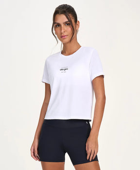 T-shirt Cropped Actiwear Branco Alto Giro