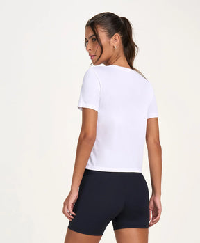 T-shirt Cropped Actiwear Branco Alto Giro