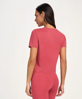 T-shirt Cropped Actiwear Vermelho Roma Alto Giro