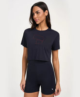 T-Shirt Cropped Símbolo Preto Alto Giro
