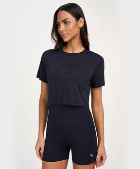 T-Shirt Cropped Símbolo Preto Alto Giro