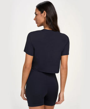 T-Shirt Cropped Símbolo Preto Alto Giro