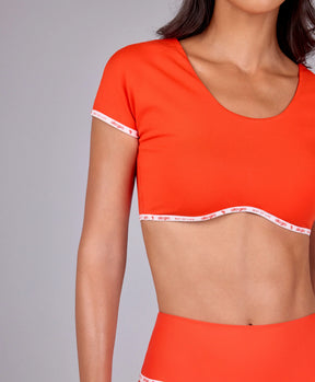 Top Manga Com Elastico Personalizado Vermelho Energia Alto Giro