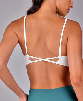 Top Alças Finas Cruzado Costas Off White Alto Giro