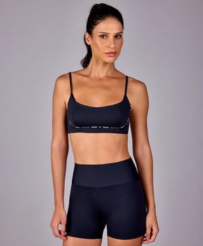 Top Alças Finas e Elastico Personalizado Preto Alto Giro