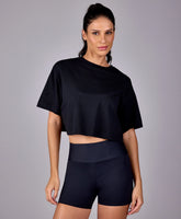 T-shirt Cropped Pala E Tule Costas Preto Alto Giro