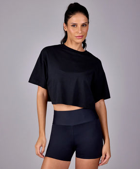 T-shirt Cropped Pala E Tule Costas Preto Alto Giro