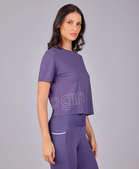 T-shirt Abertura Unilateral Roxo Velvet Alto Giro