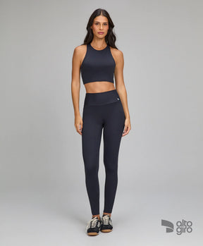Legging Bolsos Laterais e Refletivos Preto Alto Giro