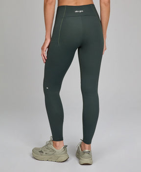 Legging Bolsos Laterais e Refletivos Verde Escuro Alto Giro