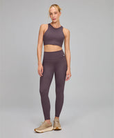 Legging Bolsos Laterais e Refletivos Marrom Nobre Alto Giro