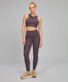 Legging Bolsos Laterais e Refletivos Marrom Nobre Alto Giro