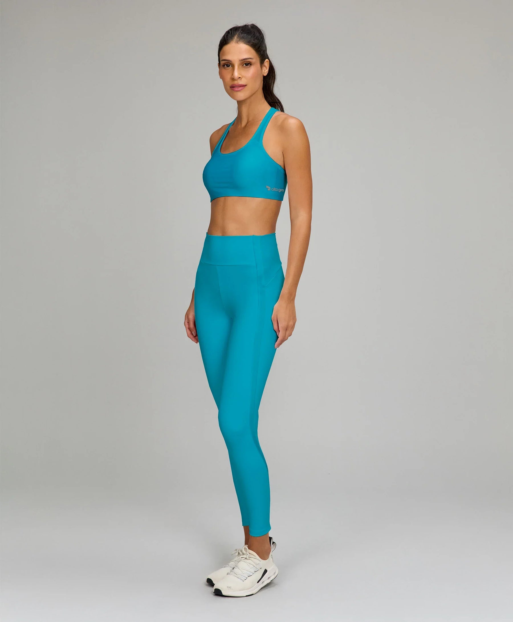 Legging Recortes Shine Azul Luminoso Alto Giro