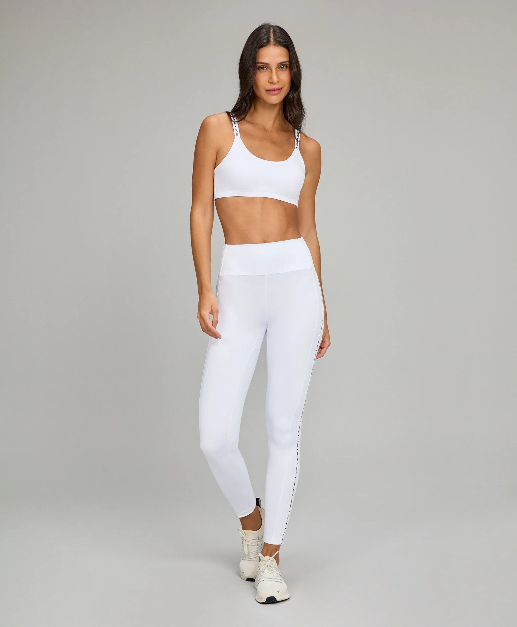 Legging Elástico Personalizado Branco Alto Giro