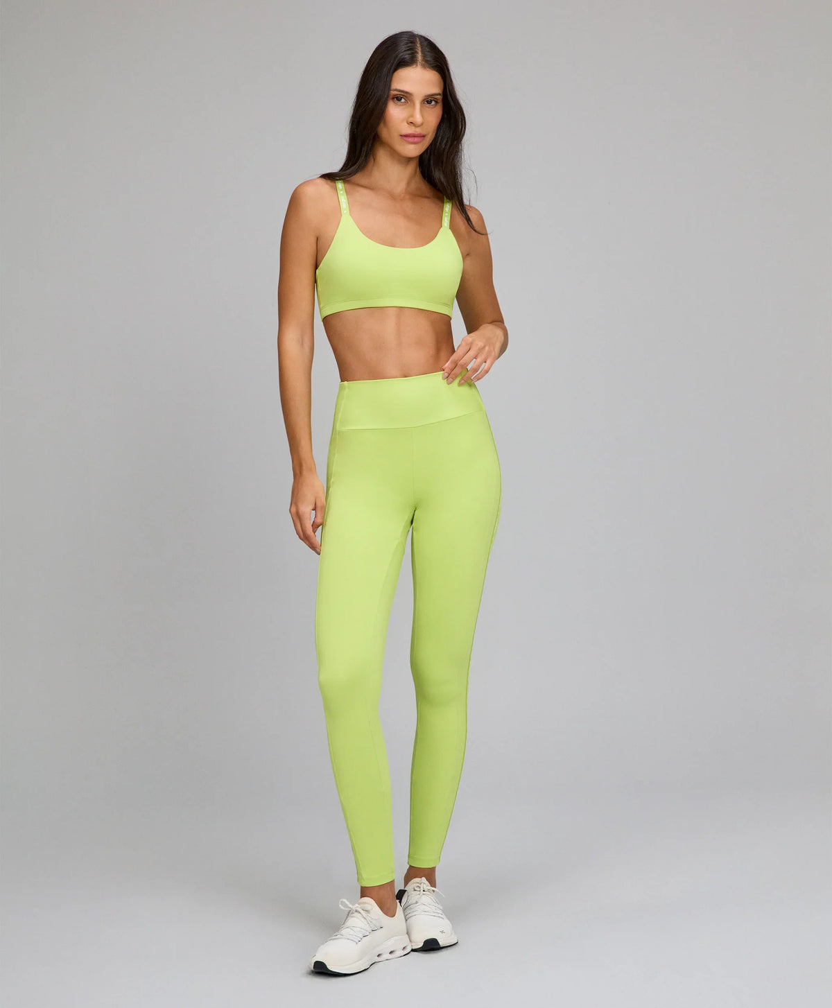 Legging Elástico Personalizado Verde Primavera Alto Giro