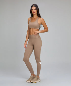 Legging Essentials Bege Escuro Alto Giro